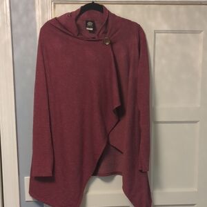 Bobeau Maroon Cowl Neck Sweater with Button Accent